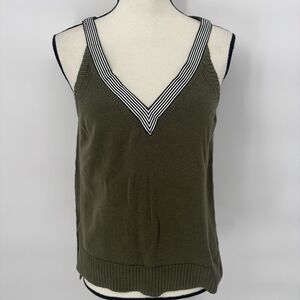 Womens J. Crew Olive Green Sleeveless‎ Sweater Tank Size X Small Ribbon Trim
